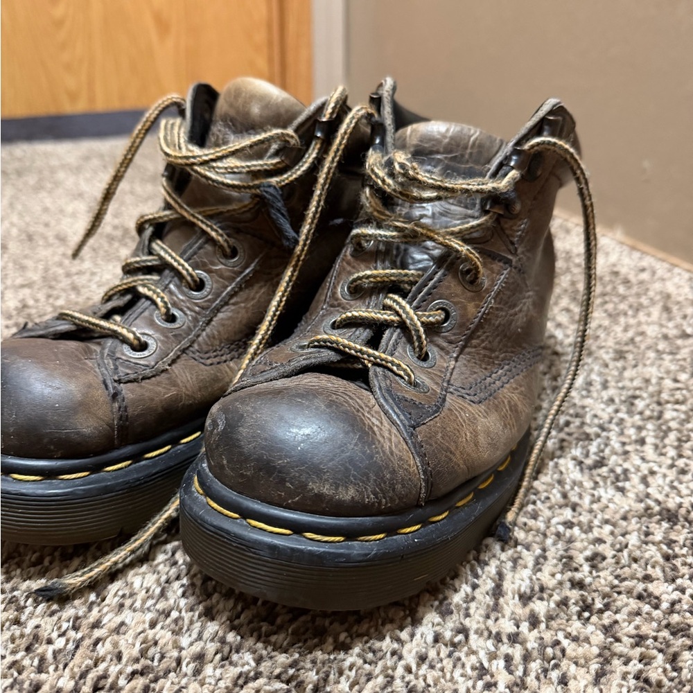 Dr. Martens  Brown Leather Lace-Up Boots